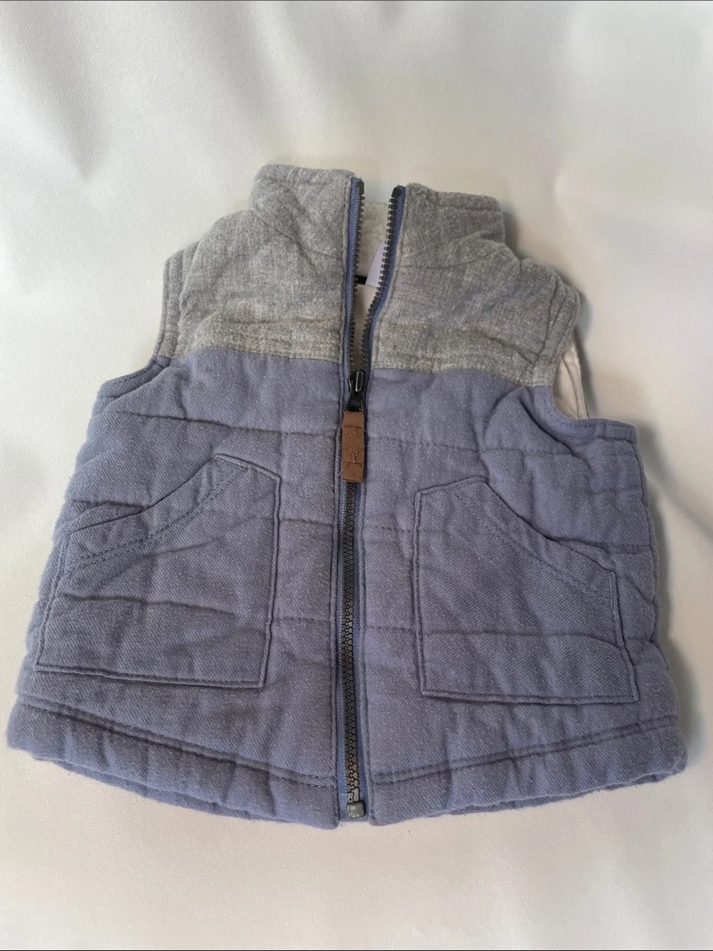Carter's Quilted Vest in Blue & Gray
